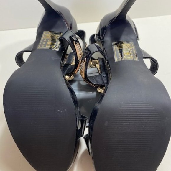 Youselina Black Heels with Metallic and Gem Embellishments - Picture 5 of 7